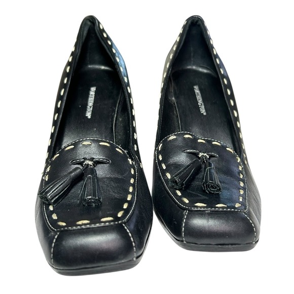 Worthington Pumps Womens Size 8 M Black Leather 3 1/2" Career Classic Heels - Picture 4 of 16